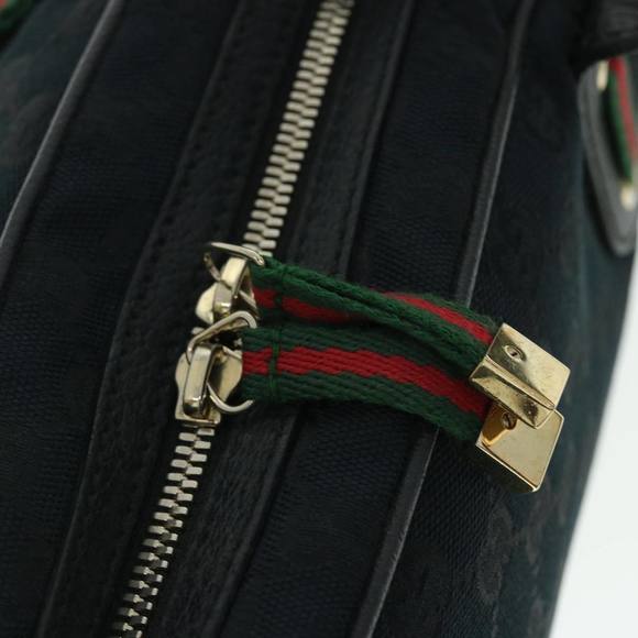 GUCCI GG Canvas Web Sherry Line Hand Bag Black Red Green Auth 51850 - Picture 10 of 16